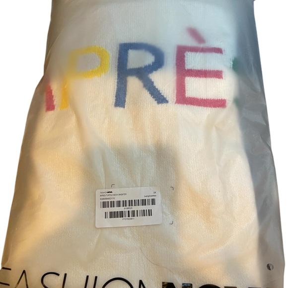 NWT 2X White “Après” Turtleneck Sweater - Ivory/Combo - Picture 7 of 8